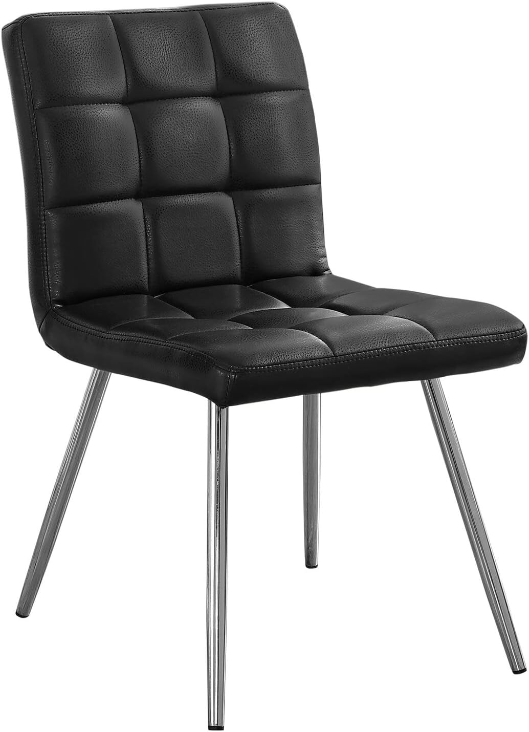 Monarch Specialties Silla de comedor de 2 piezas de metal cromado con aspecto de cueronegro, 32 pulgadas