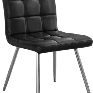 Monarch Specialties Silla de comedor de 2 piezas de metal cromado con aspecto de cueronegro, 32 pulgadas Monarch Specialties Silla de comedor de 2 piezas de metal cromado con aspecto de cueronegro, 32 pulgadas