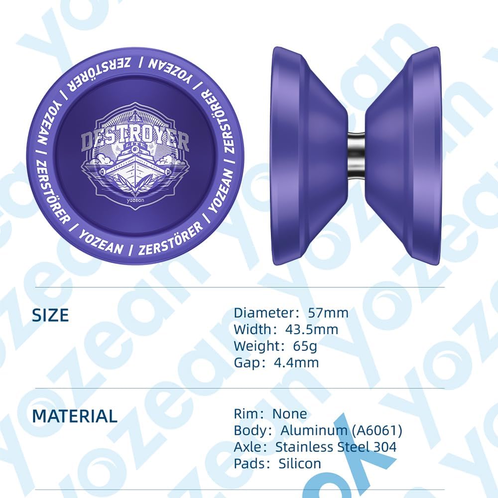 Yozean – Yoyo, yoyo profesional sin respuesta con cuerda, eje de acero Yo Yo y cuerpo de aluminio de aleación 6061, competencia 1A, 3A, 5A