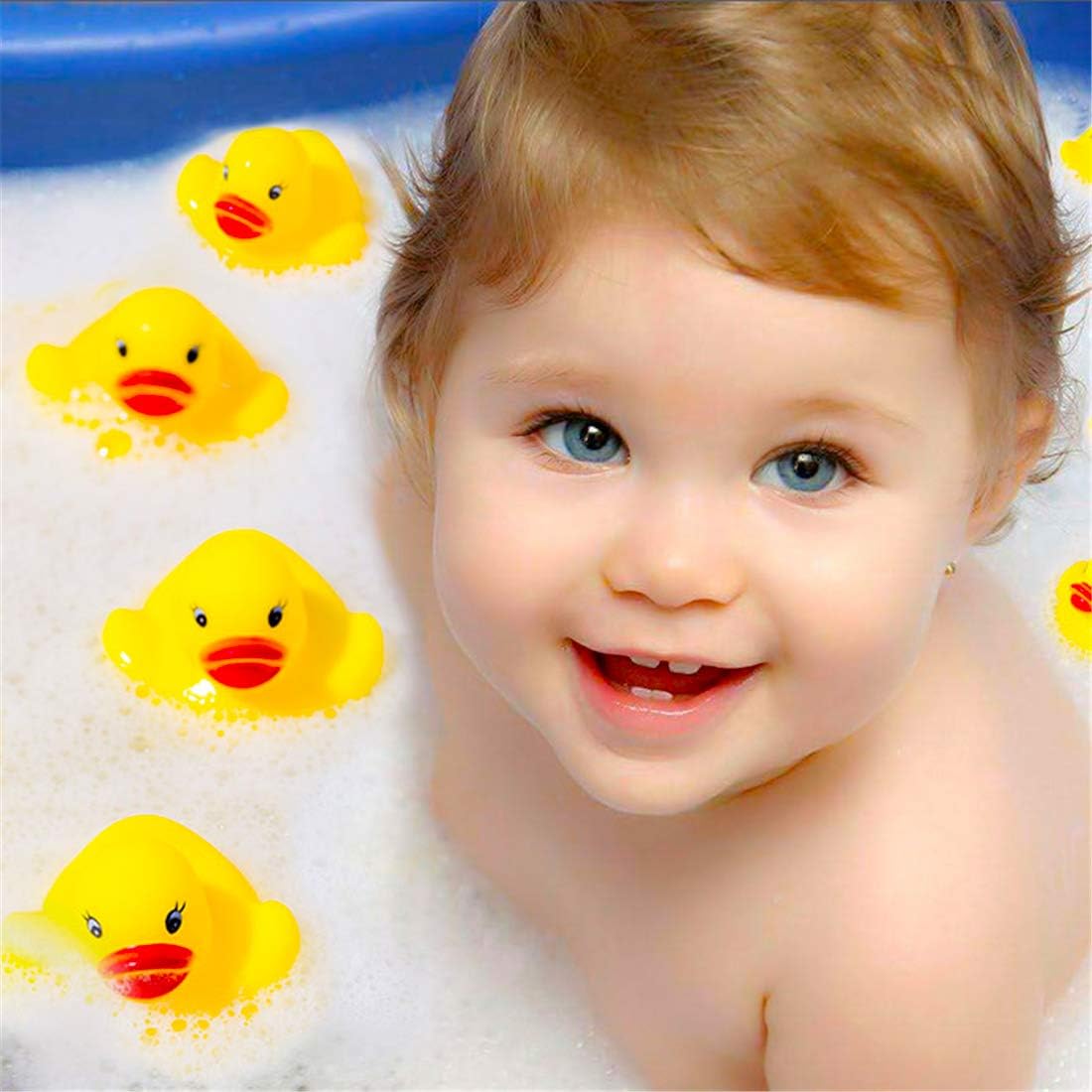 50 piezas de flotador y chirrido mini pato de goma para el baño del bebé Ducky Sound ShowerToys para niños celebrar la alegría de los niños