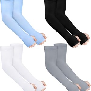 4 pares de mangas refrescantes para el brazo para mujeres, mangas solares antideslizantes para mujeres con agujero para el pulgar, mangas de 4 pares de mangas refrescantes para el brazo para mujeres, mangas solares antideslizantes para mujeres con agujero para el pulgar, mangas de
