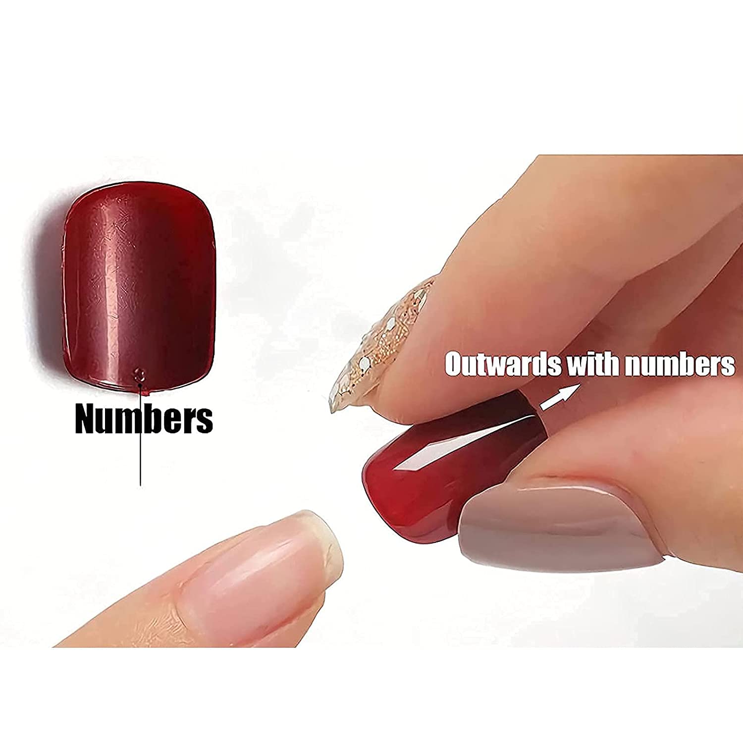 MISUD 24 uñas largas cuadradas a presión, uñas postizas Squoval, uñas postizas brillantes con pegamento en uñas rosadas de punta francesa, uñas