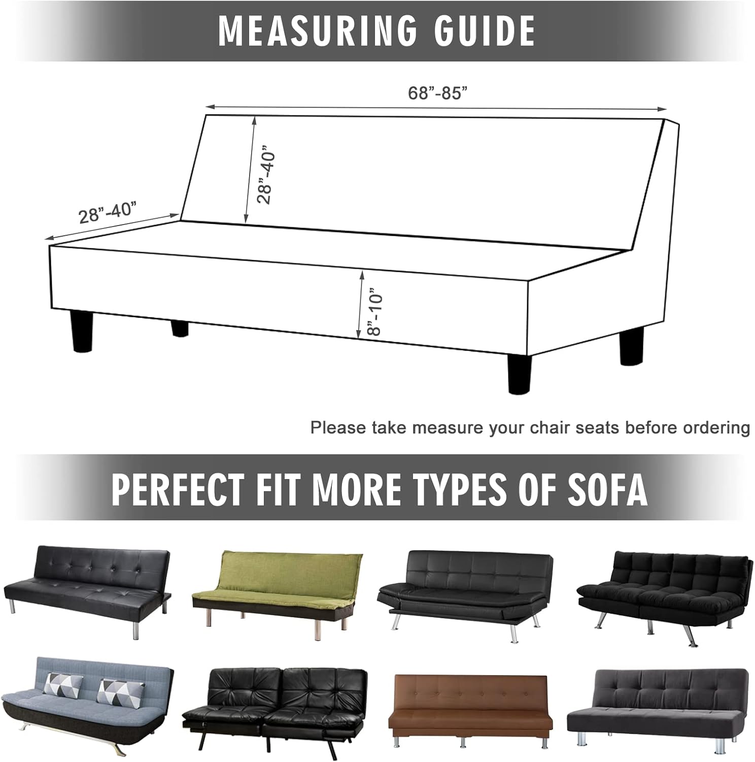 MIFXIN Funda para sofá futón sin brazos, de terciopelo, elástica, plegable, suave, elástica, protector de muebles para futón, sofá cama, sin