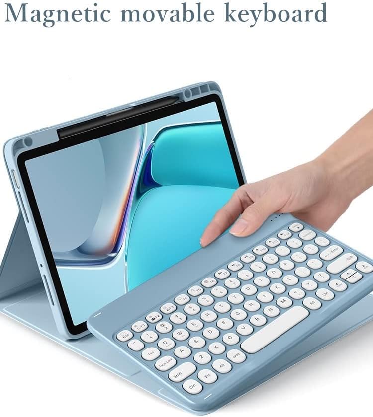 Funda con teclado Bluetooth extraíble para iPad Air de 5 generación con tecla redonda para iPad Pro de 11 pulgadas, 4 3 2 y 1 generación, funda de