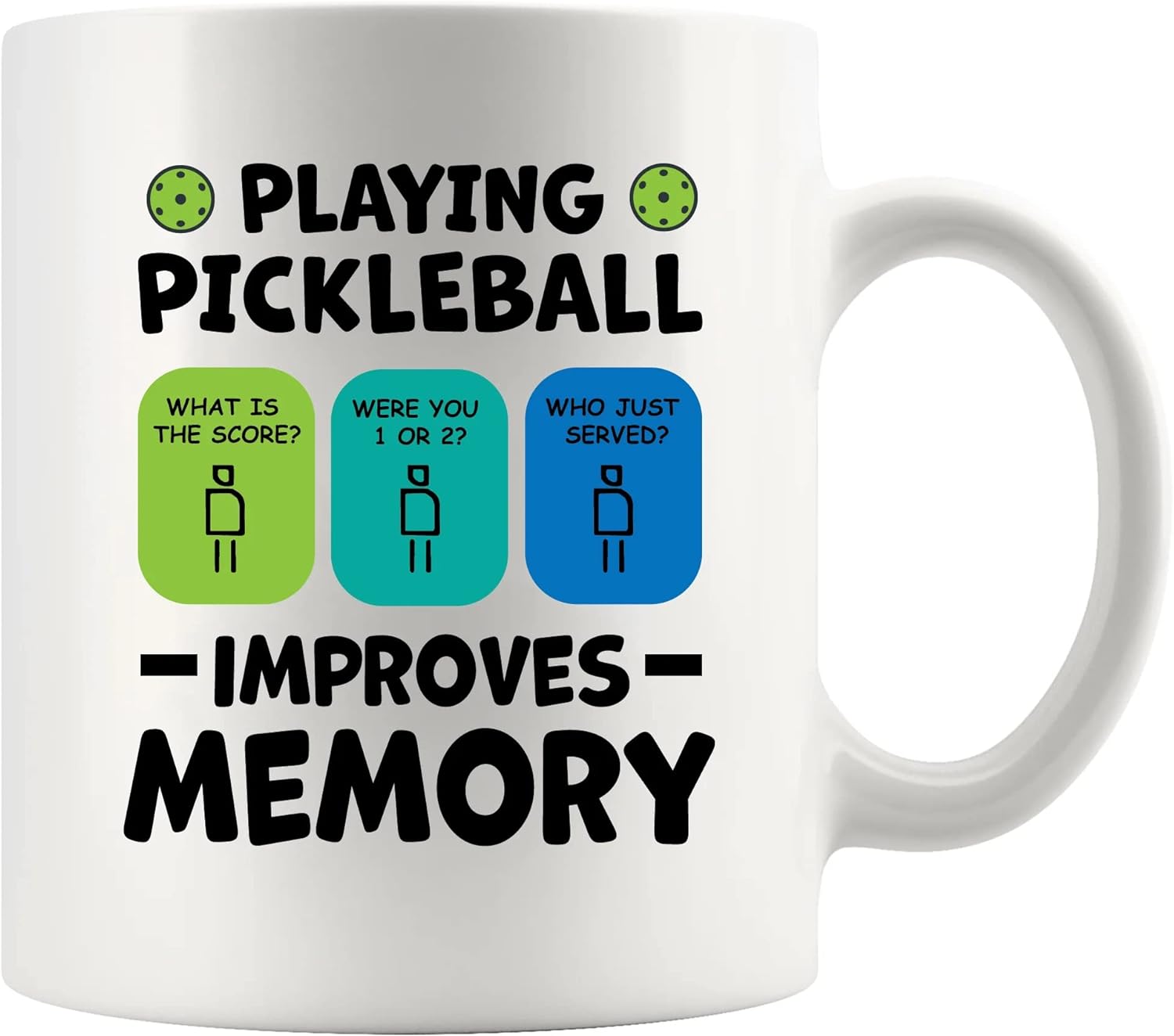 Panvola Taza de cerámica Playing Pickleball Improves Memory Pickleball Lovers Gifts Coffee Cup 11 oz White Novelty Drinkware (11 oz)