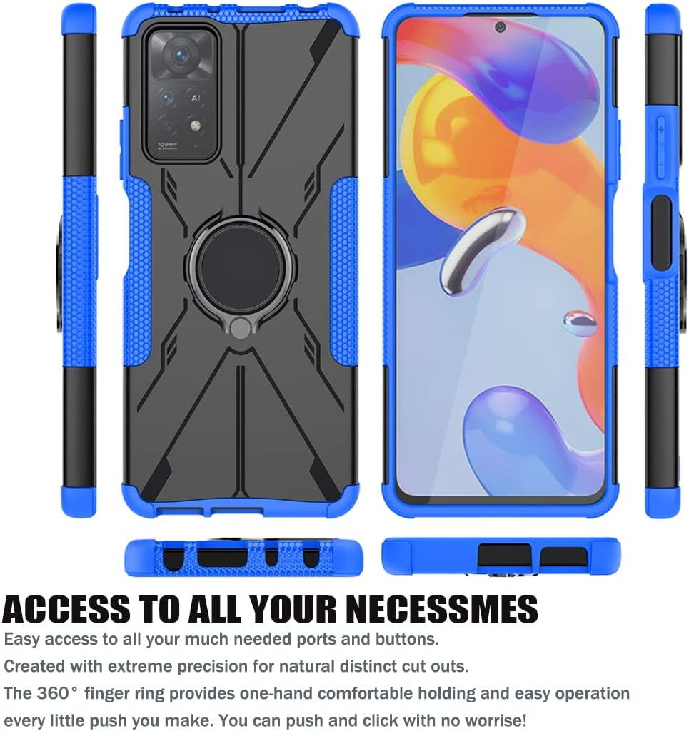 Funda compatible con Redmi Note 11 Pro (4G5G)Redmi Note 11E Pro con protector de pantalla de vidrio templado, soporte magnético con soporte para