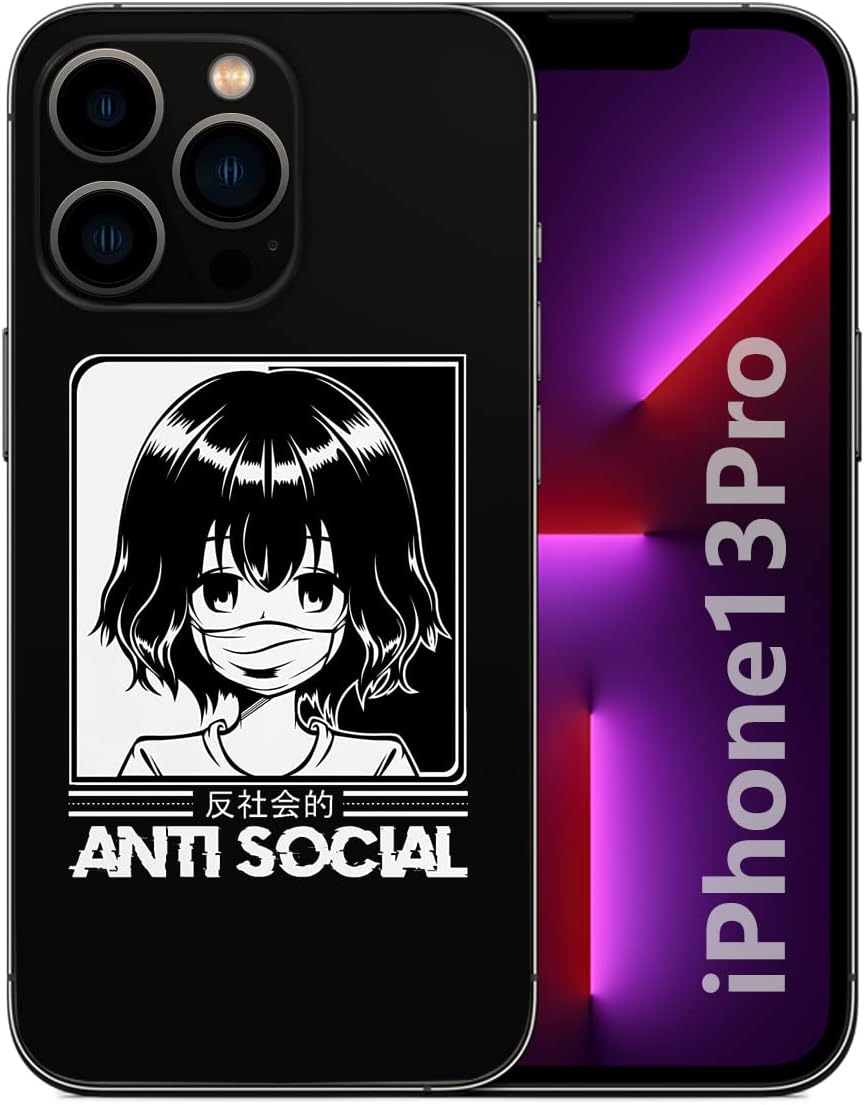 KAMINA Funda compatible con iPhone 13 Pro, funda anti social Kawaii Manga Otaku japonés cómic para hombres, mujeres y niños, diseño de anime pattán