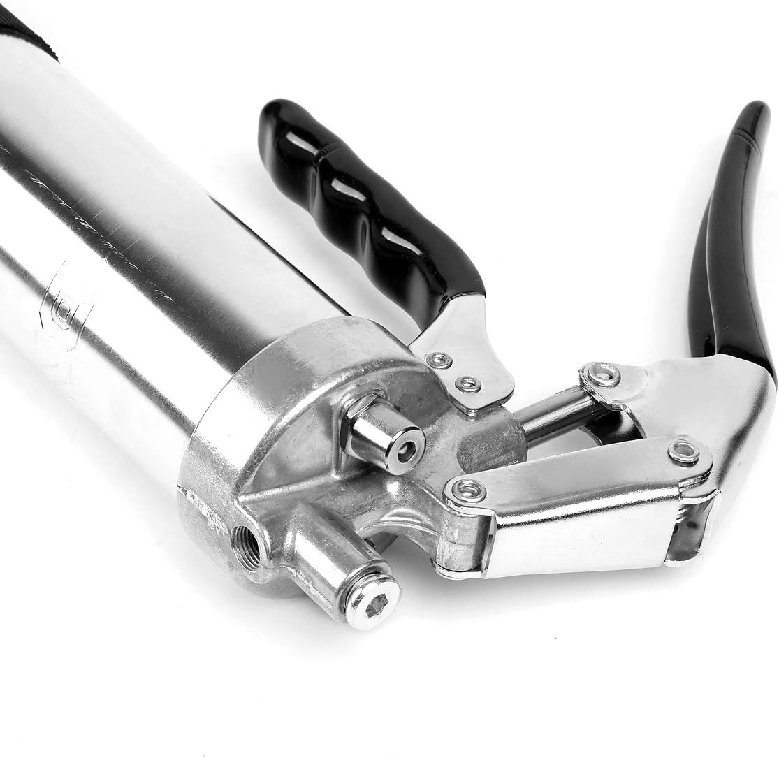 DNA Motoring TOOLS-00102 Pistola de engrase manual  17 pulgadas, manguera de grasa de mano con mango de pistola de manguera flexible, accesorios de