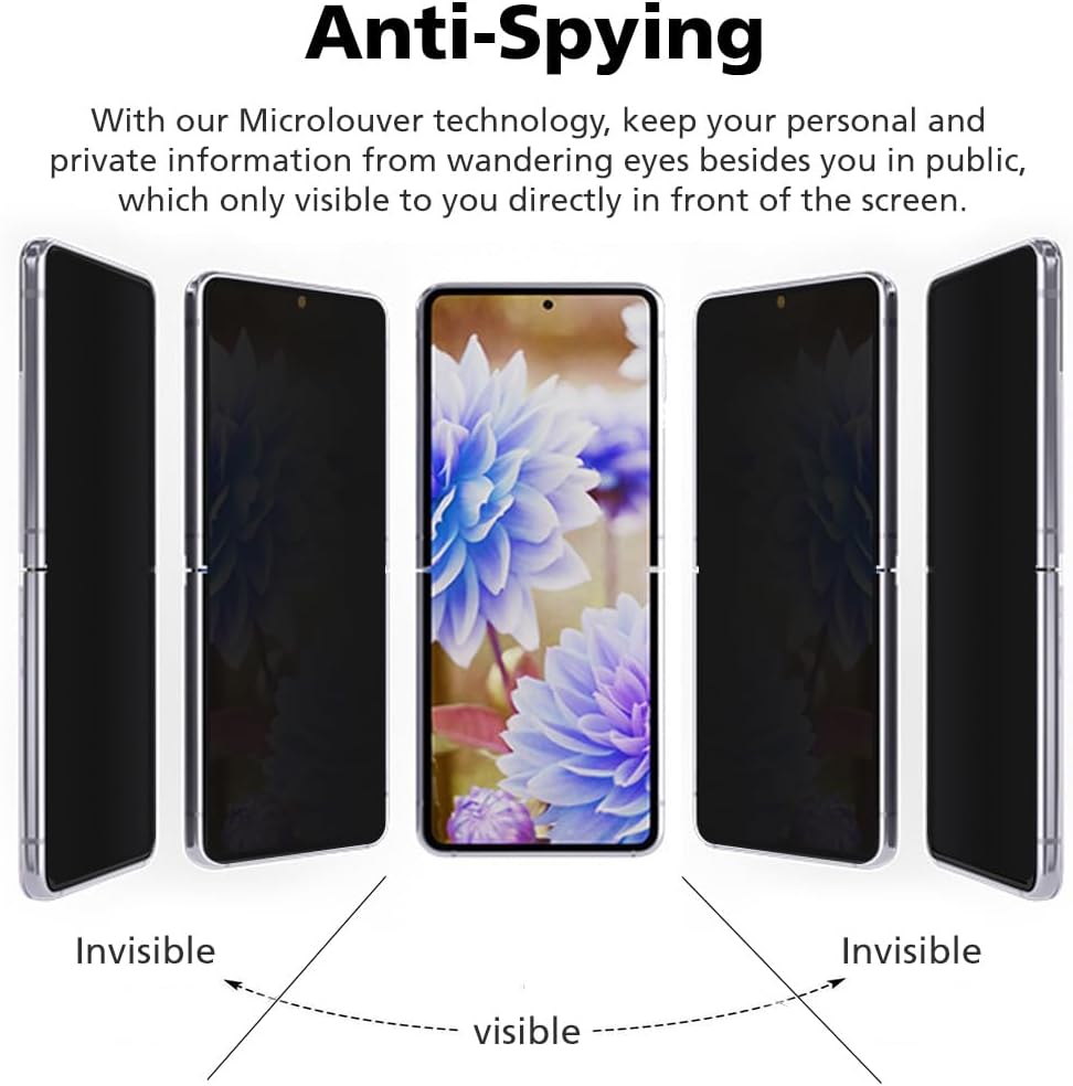 Paquete de 2 protectores de pantalla antiespía para Samsung Galaxy Z Flip 4, 2 piezas en el interior de película híbrida flexible EPU de alta