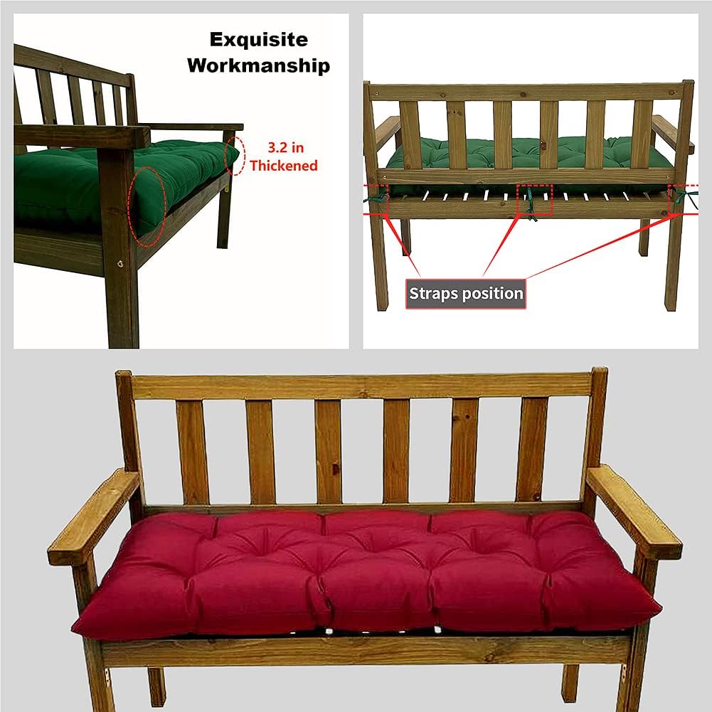 Cojín de banco impermeable para exteriores, 48 x 20 pulgadas, cojín oscilante para muebles de patio, cojines de 3 plazas, para jardín, muebles de