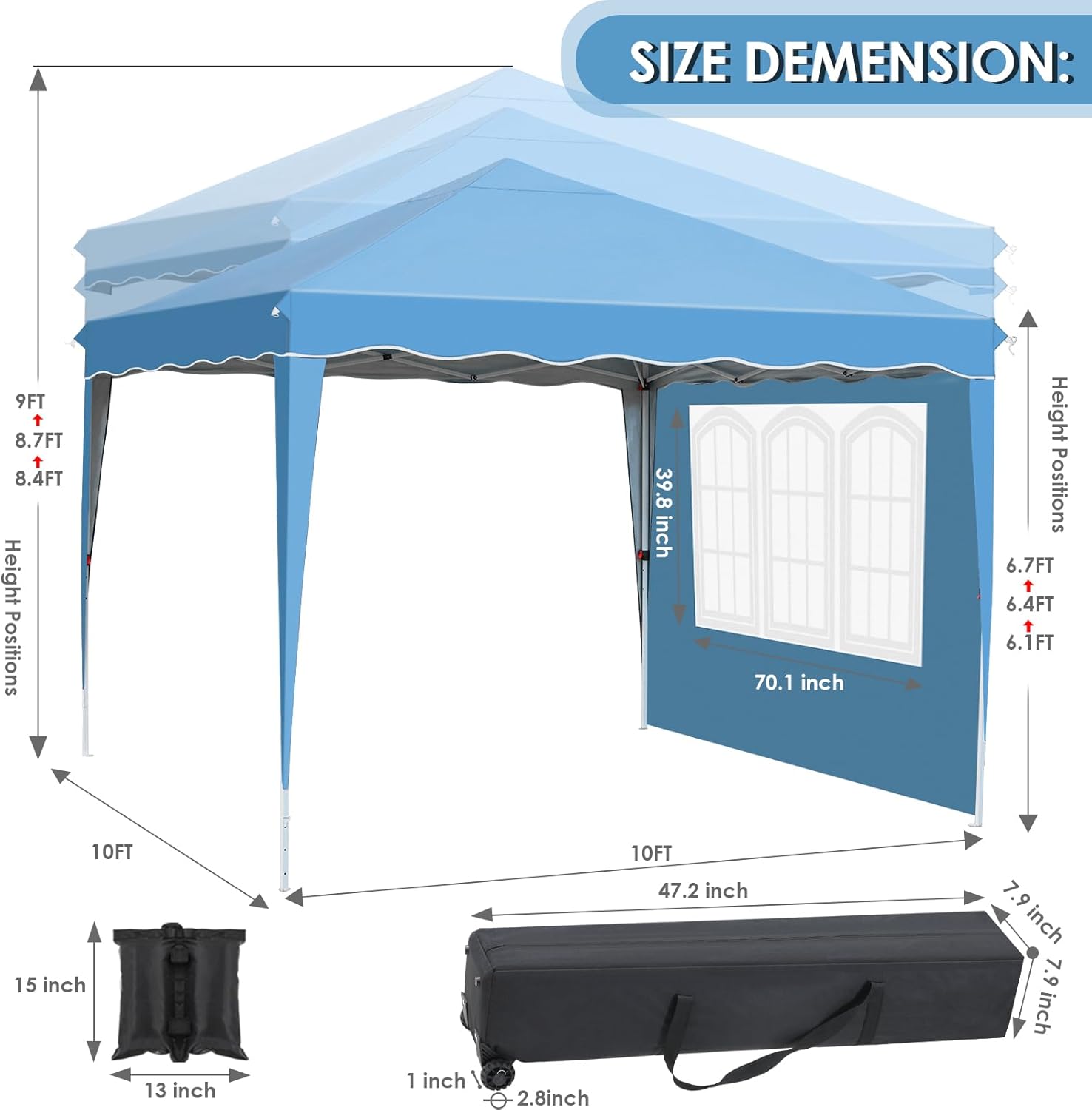 Tienda de campaña instantánea comercial, 10 x 10 pies, totalmente impermeable, para exteriores, con 4 paredes laterales extraíbles, eventos de