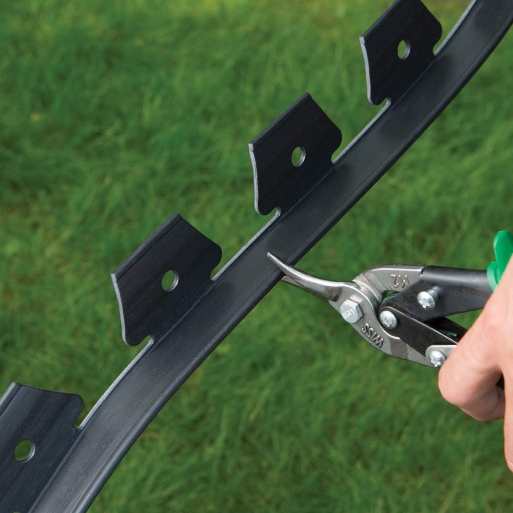 EasyFlex No-Dig Landsacape ribete con picos de anclaje, borde de jardín de plástico recto alto de 1.3 pulgadas, kit de 160 pies, color negro
