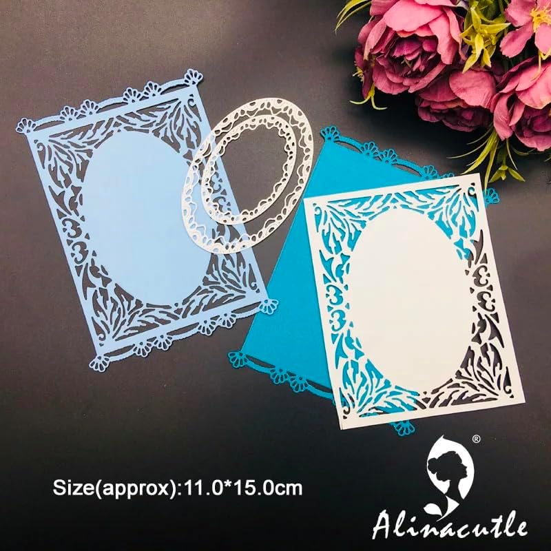 Alinacutle Marco de borde floral troquelado de fondo de corte de metal troquelado para hacer tarjetas hechas a mano álbum álbum de recortes