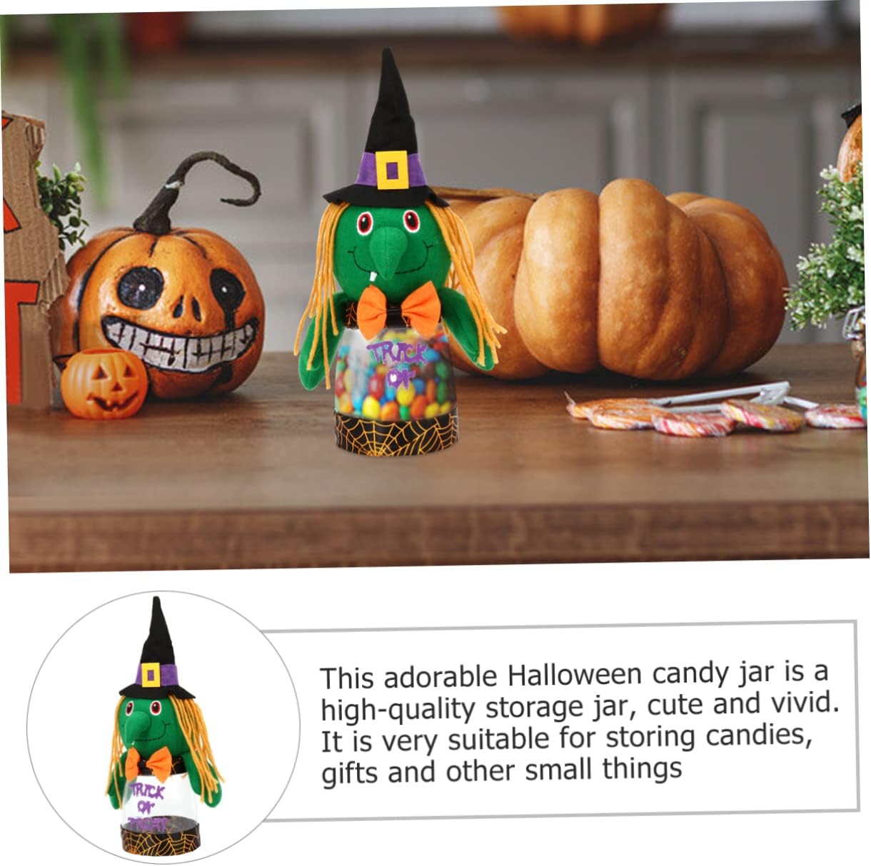 UPKOCH Tarro de caramelo de Halloween transparente para tartas, contenedor de galletas, decoración de mostrador, soporte de plástico para fiestas,