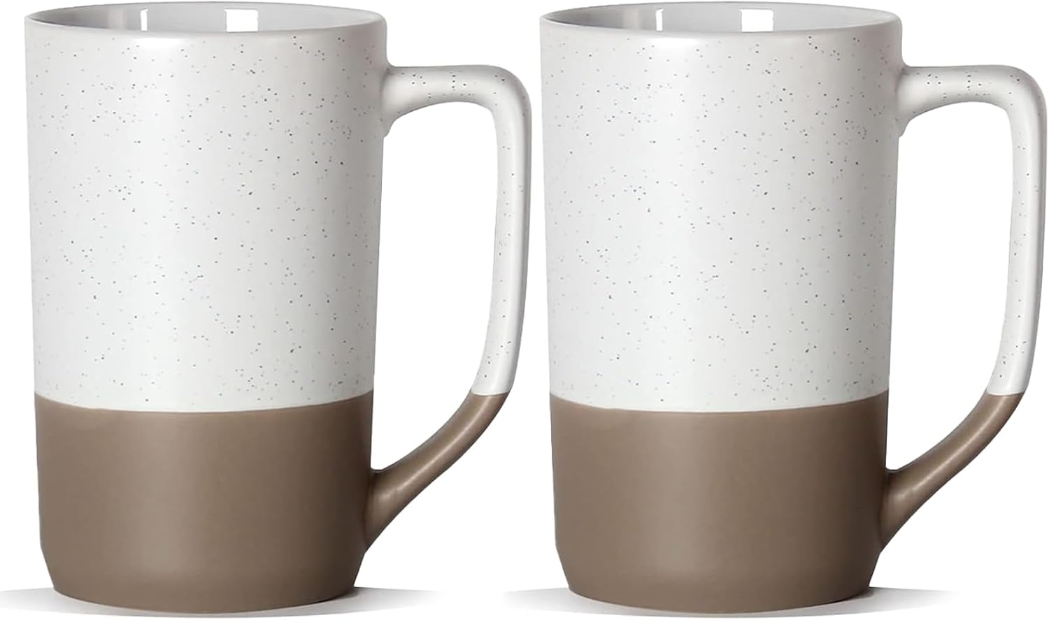 NBABSR Tazas de café de 16 onzas, dos coloridas tazas grandes de cerámica con asas únicas moteadas negras, perfectas para los amantes de las tazas o