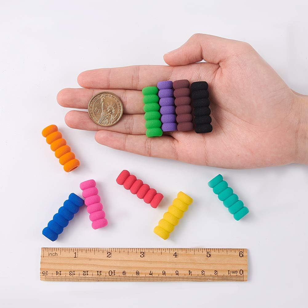 GORGECRAFT 60 unidades de 10 colores de espuma suave para lápices, pinzas para lápices, soporte para bolígrafo, agarre de esponja, dibujo para