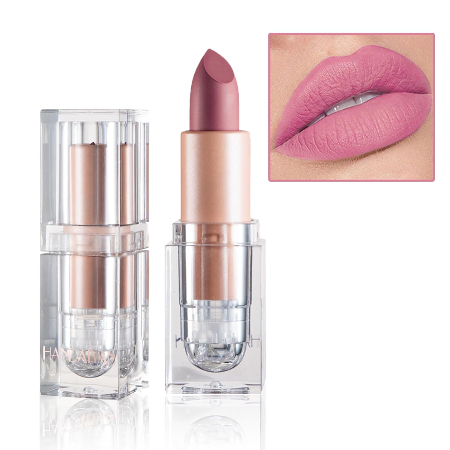 Lápiz labial mate nude aterciopelado, brillo de labios, no se decolora, no pegajoso, lápiz labial color nude, tinte de labios mate, de larga