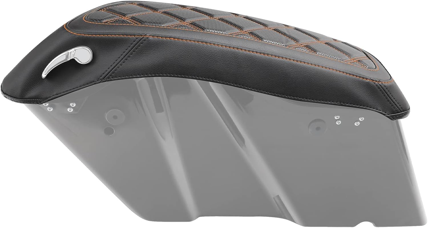 Fundas para tapa de alforja de motocicleta, color marrón, con costuras de diamante, para Harley Touring Modelos Road King Street Glide Road Glide