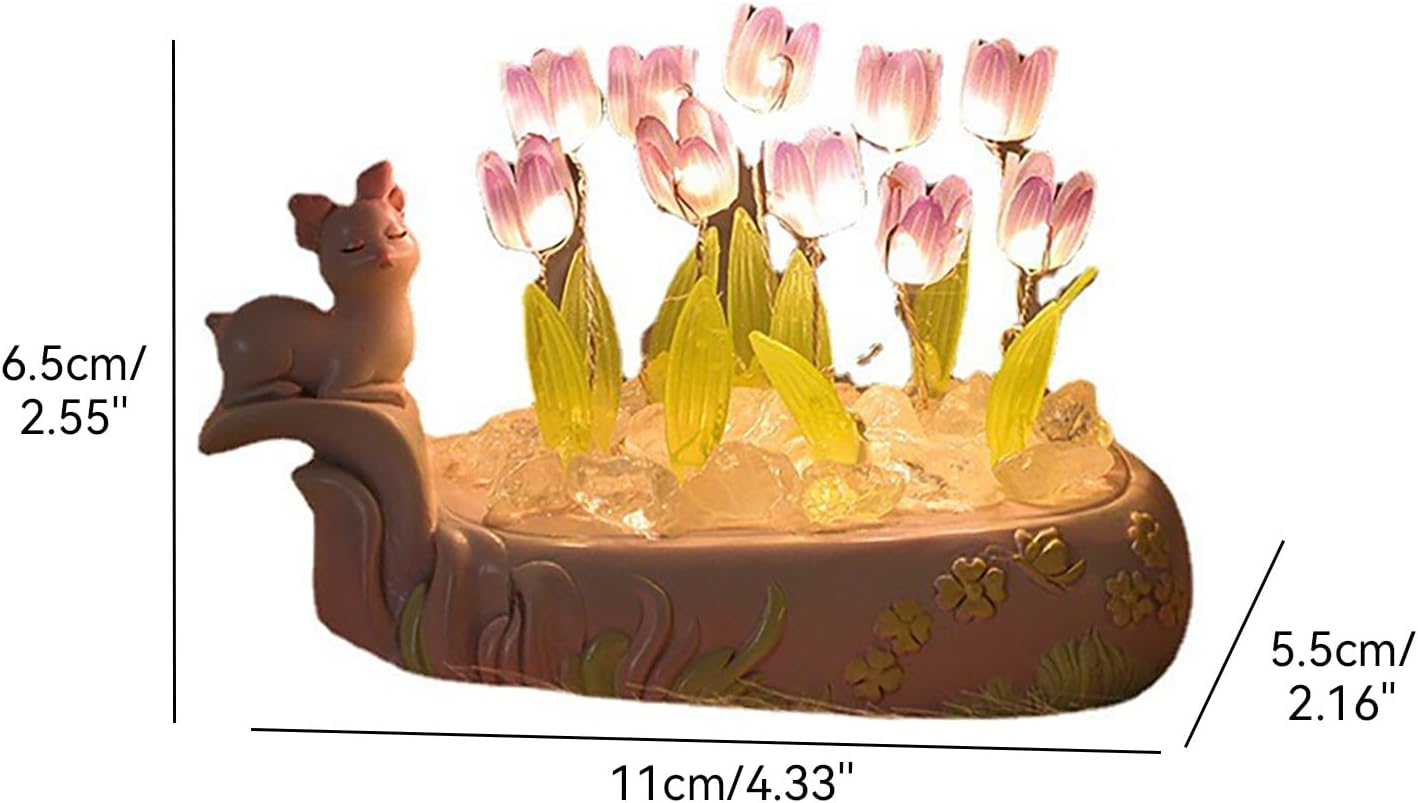 Luz nocturna de tulipanes hecha a mano, lámpara de tulipanes con alimentación USB, kit de lámpara de flores para decoración de escritorio del hogar,