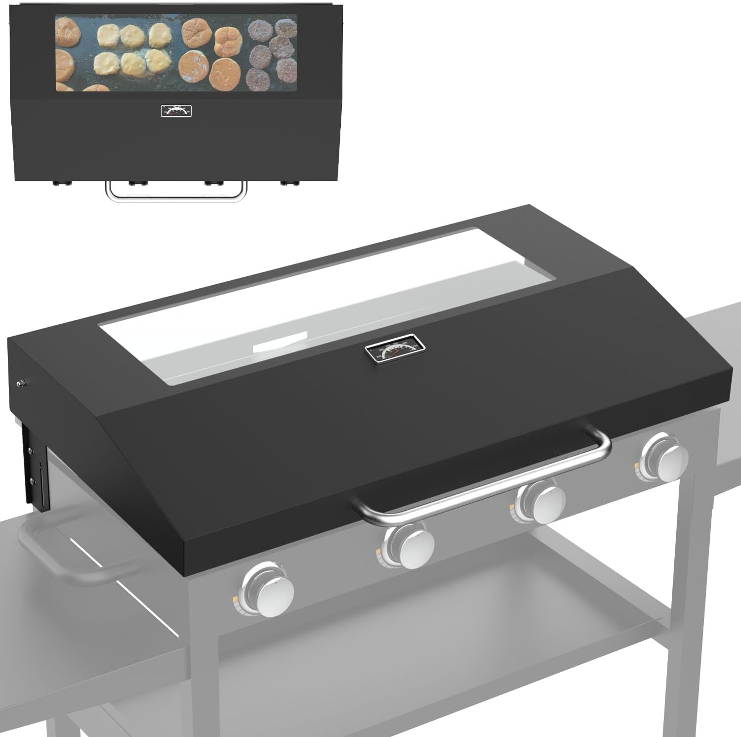 BMMXBI Tapa de parrilla con bisagras de vidrio de 36 pulgadas para plancha Blackstone de 36 pulgadas, tapa con bisagras para parrilla Blackstone de
