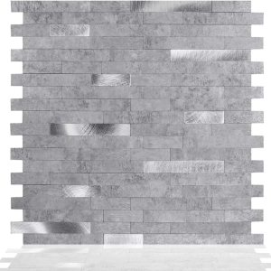 Tic Tac Tiles Autoadhesivo extraíble para la loseta del muro de la cocina o el baño, azulejos metálicos (gris plateado, 6) Tic Tac Tiles Autoadhesivo extraíble para la loseta del muro de la cocina o el baño, azulejos metálicos (gris plateado, 6)