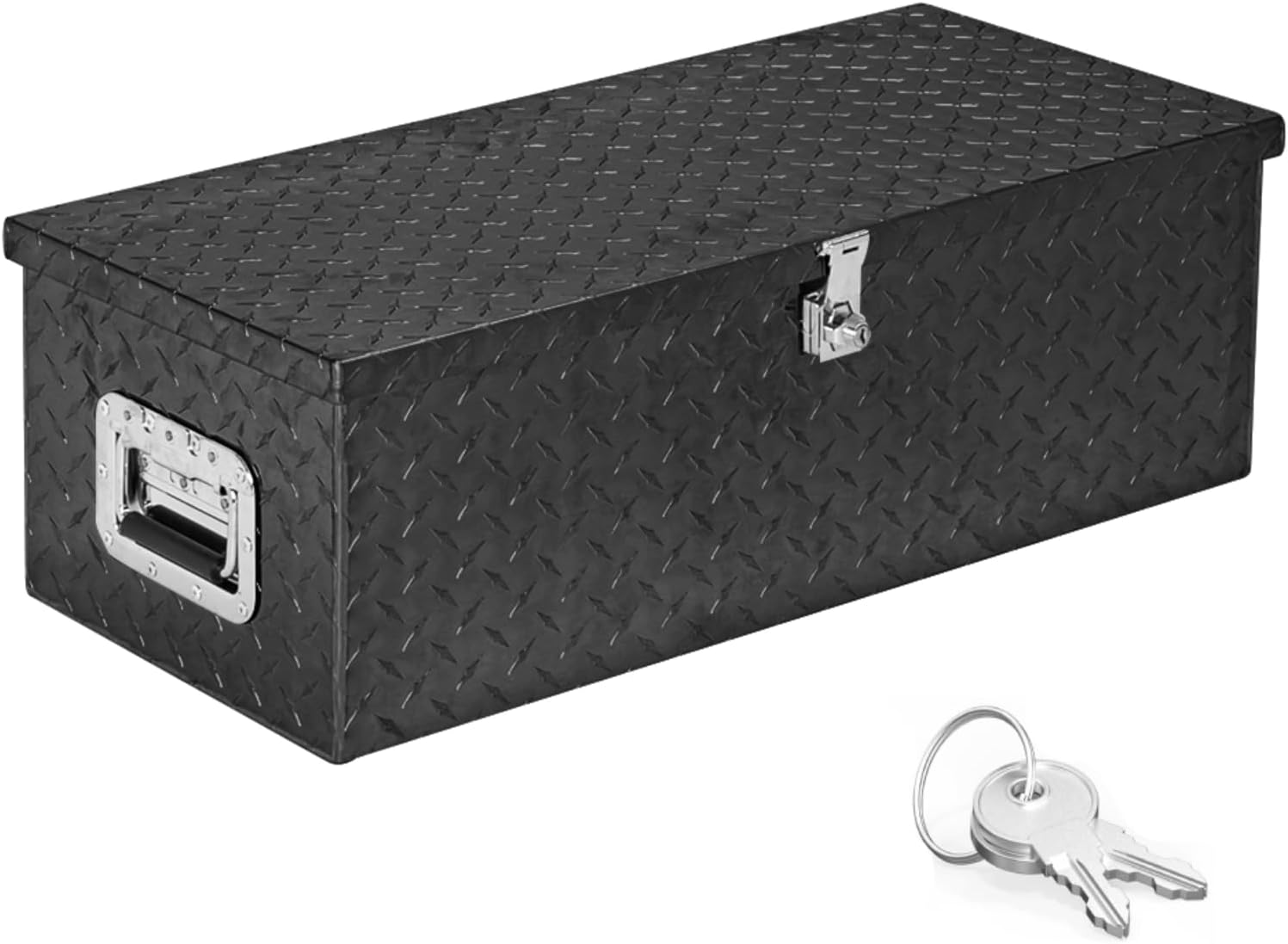 TUFFIOM Caja de herramientas de aluminio para camión de 30 pulgadas, caja de herramientas de almacenamiento con llave y 2 llaves, rectangular, color