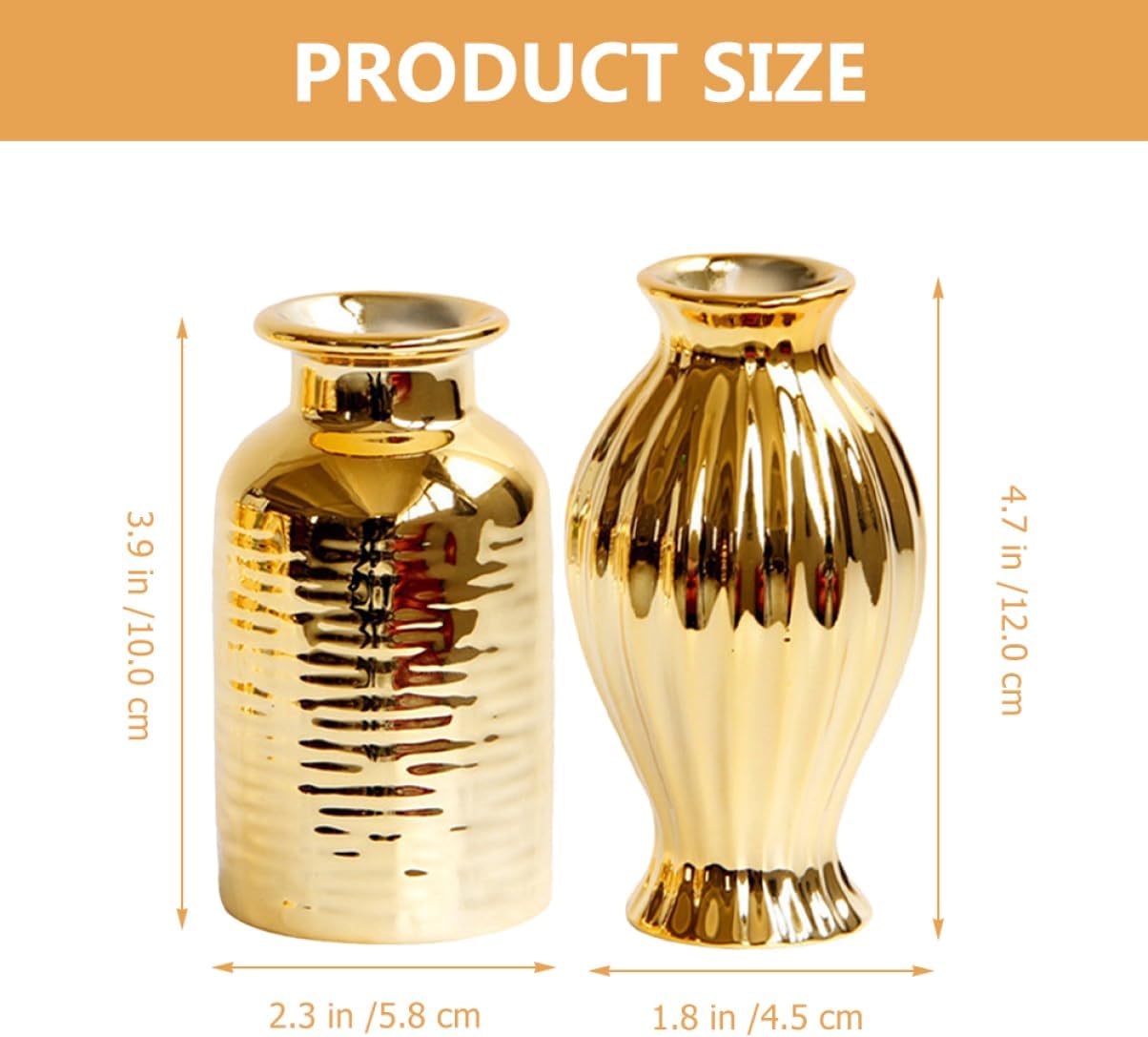 NOLITOY Jarrón pequeño chapado en oro, 10 piezas, jarrón de flores geométricas secas, florero de cristal dorado, jarrón de vidrio dorado, jarrones