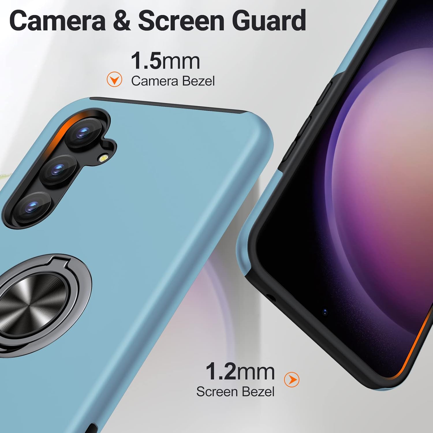 JAME Funda para Samsung Galaxy A54 5G, Samsung A54 5G con protector de pantalla 2 piezas, funda protectora delgada a prueba de golpes con soporte de