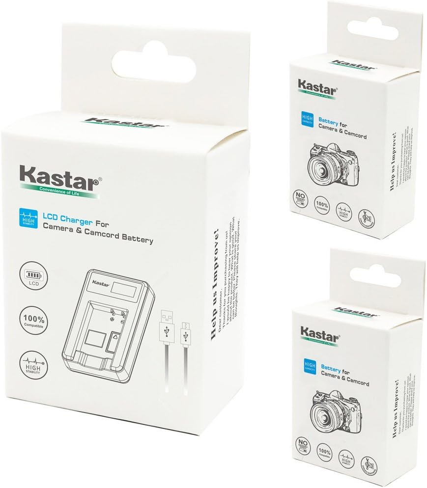 Kastar Batería (X2) y cargador LCD Dual Slim para Canon LP-E8, LC-E8E y Canon EOS 550D, EOS 600D, EOS 700D, EOS Rebel T2i, EOS Rebel T3i, EOS Rebel