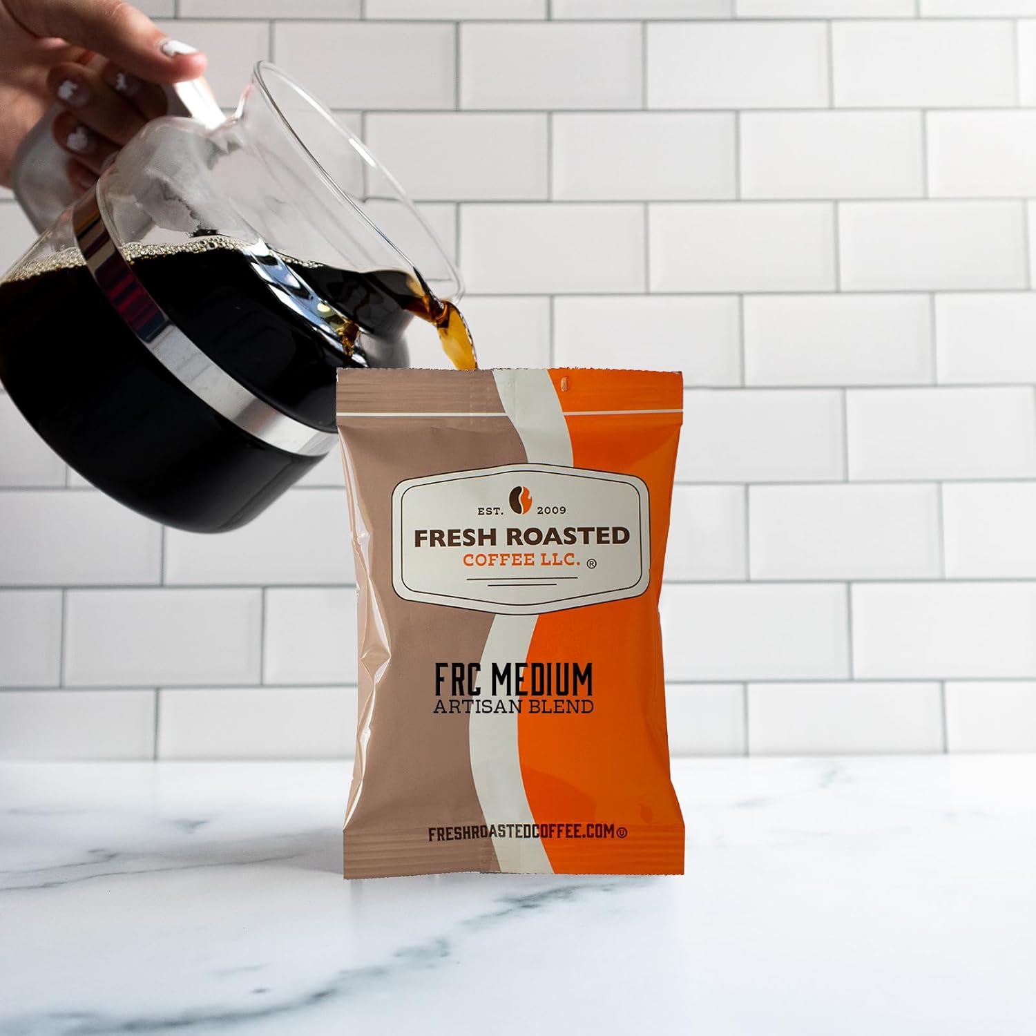 Fresh Roasted Coffee, FRC Mezcla de tostado medio, Kosher, paquetes fraccionarios pre-molidos, 2.25 onzas, 36 unidades