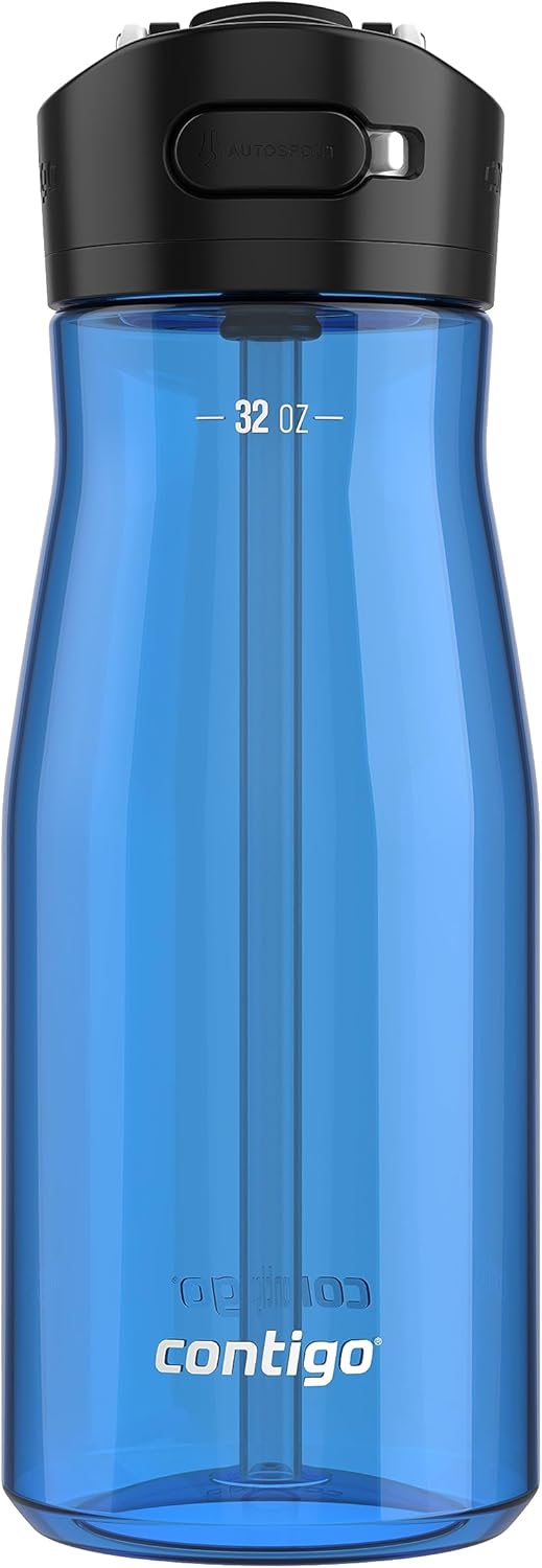Contigo Ashland 2.0 – Botella de agua a prueba de fugas con cierre de tapa y pajilla en ángulo, apta para lavavajillas, con tapa intercambiable,