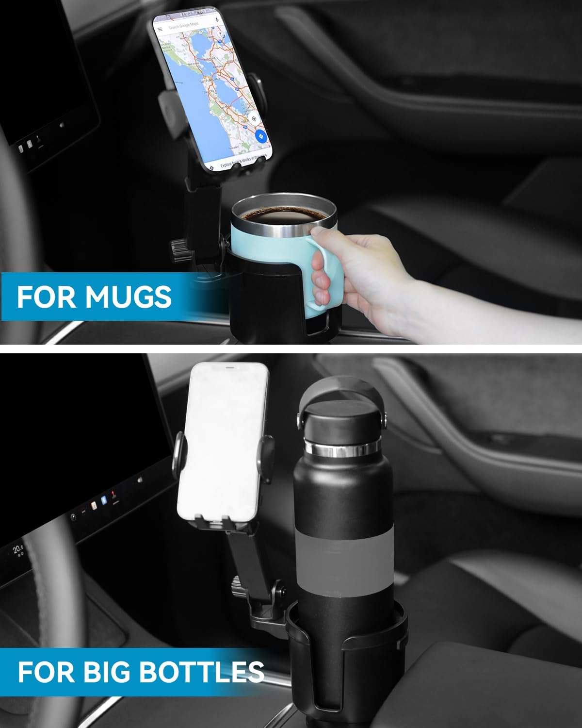 Soporte de teléfono para automóvil con base expandible, soporte ajustable 2 en 1 para teléfono celular, compatible con iPhone, Samsung Pixel y todos