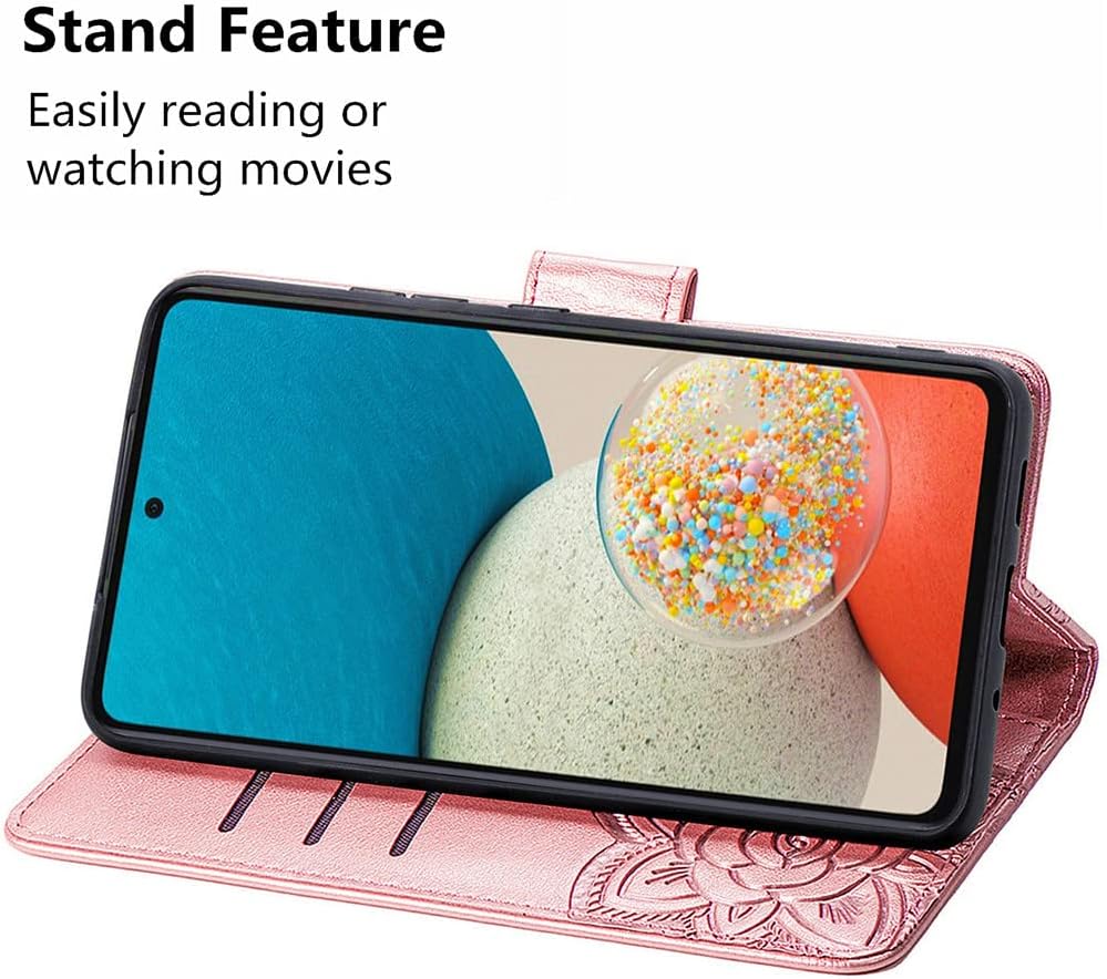 Funda tipo cartera para Samsung Galaxy A53 5G, piel sintética de alta calidad con diseño de mariposa en relieve, función atril, ranuras para