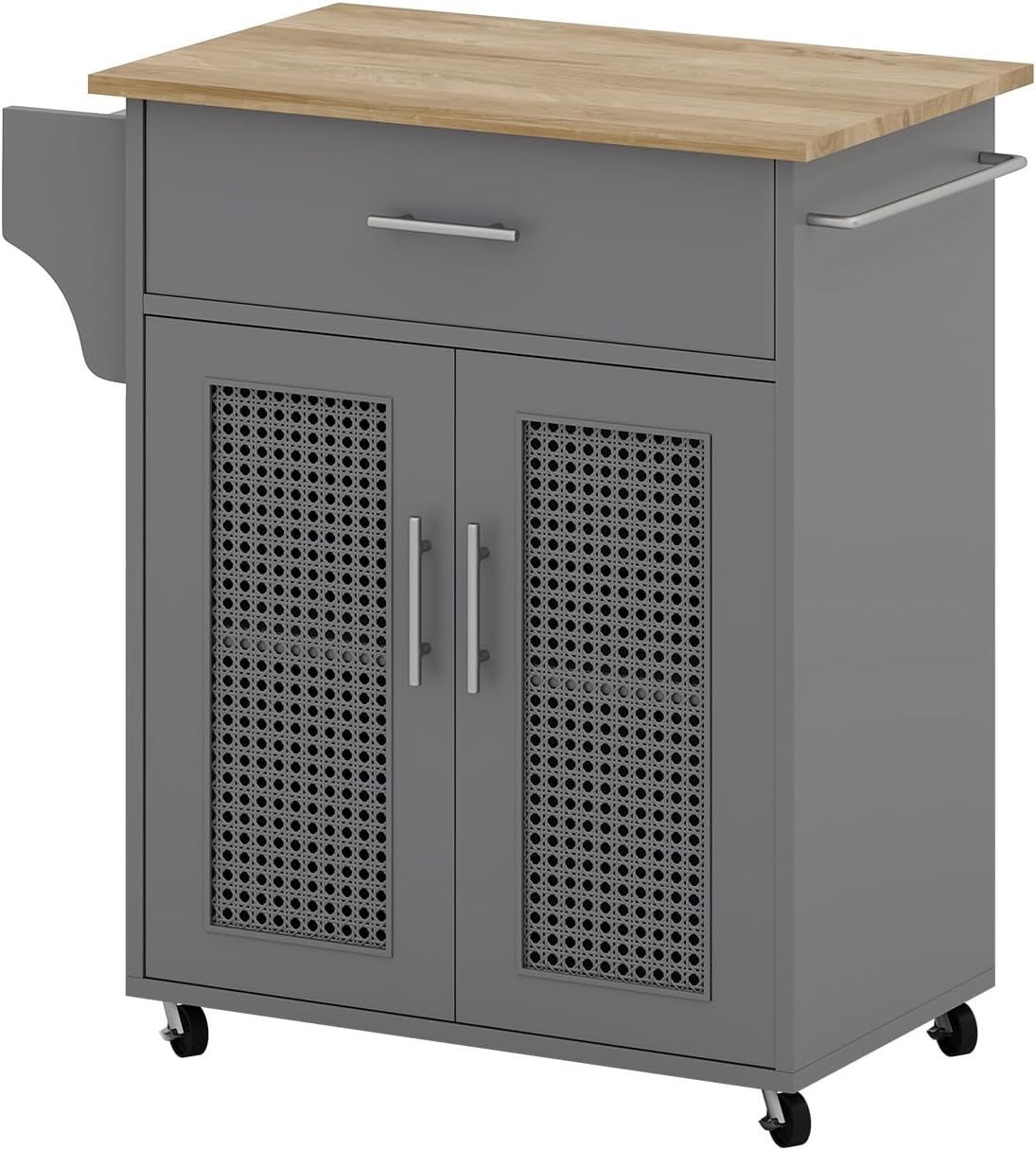 Tornama Isla de cocina con almacenamiento, isla de cocina rodante sobre ruedas con encimera de madera maciza, carrito de isla de cocina con gabinete