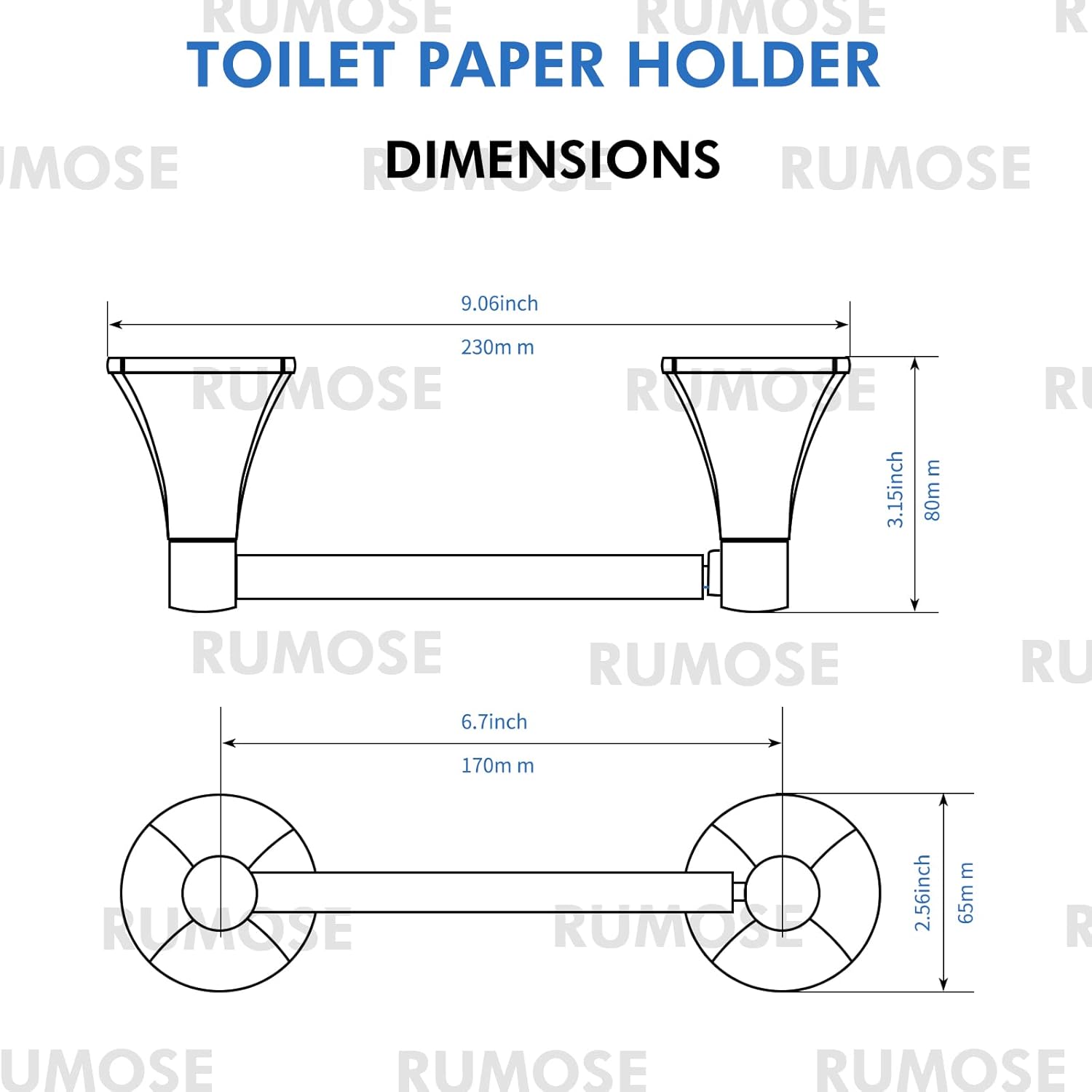 RUMOSE Portarrollos de papel higiénico para baño, mango de tejido pivotante flexible en la pared, bronce aceitado frotado a prueba de óxido, acero