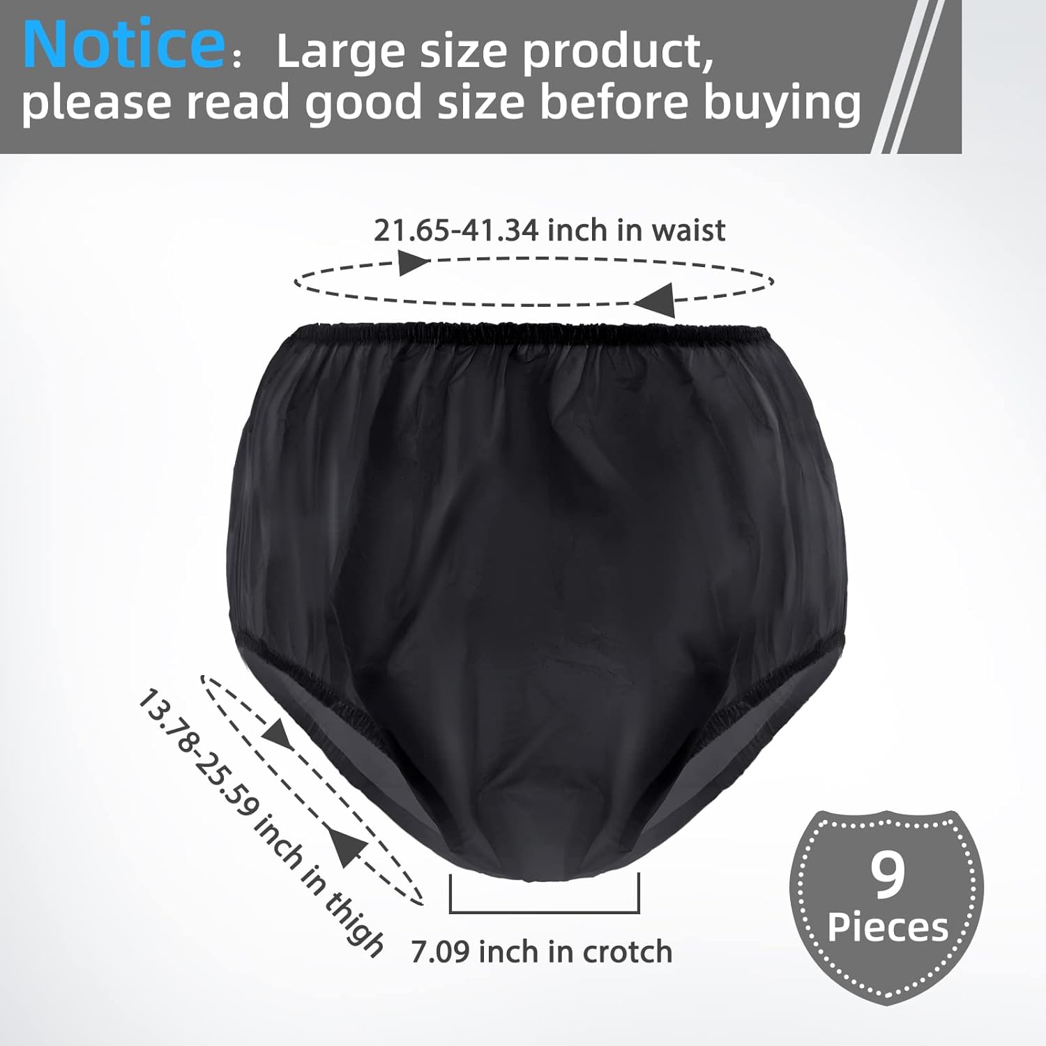 9 piezas de calzoncillos impermeables para incontinencia, pantalones de plástico a prueba de fugas, ropa interior de incontinencia para adultos,