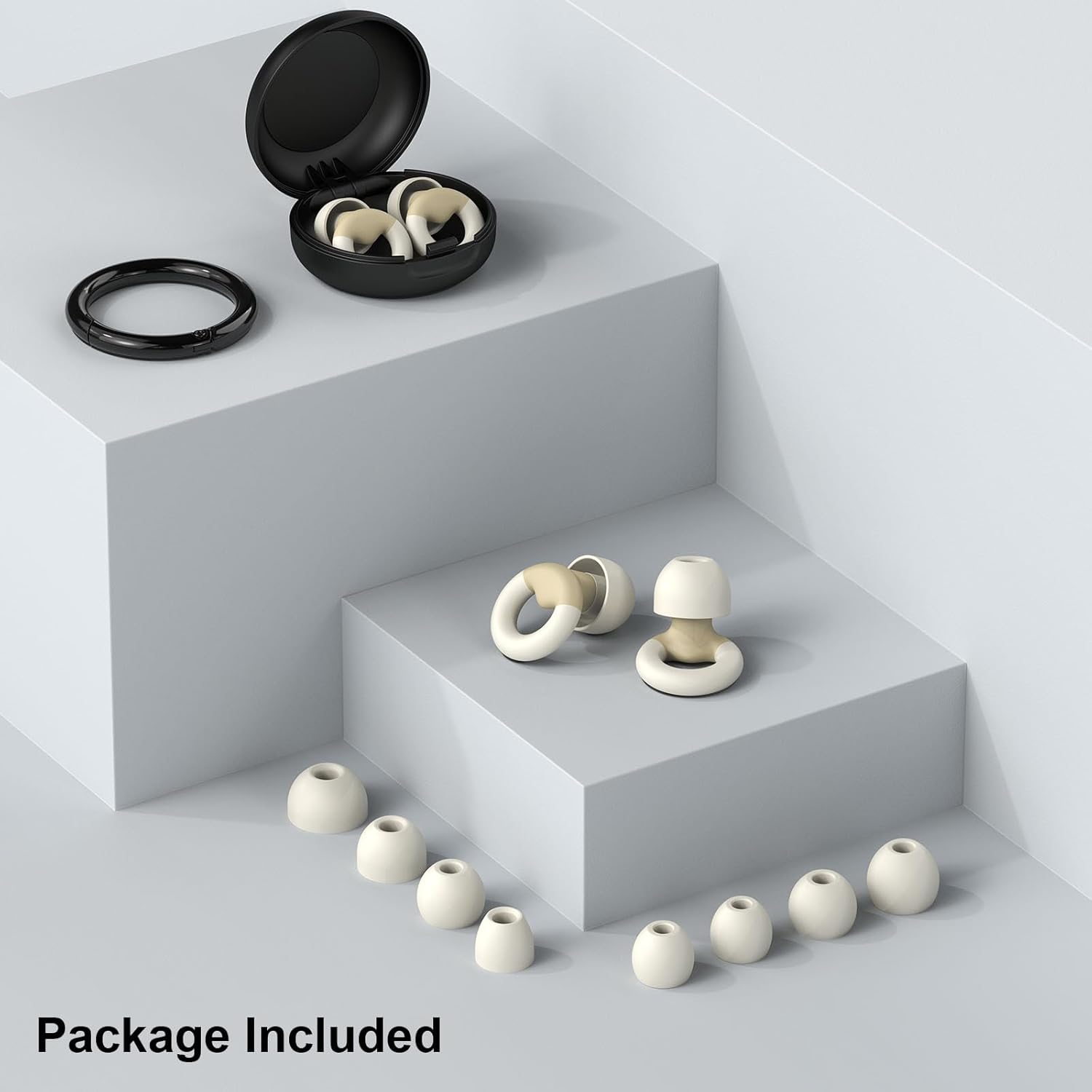 JUSTRVN Tapones para los oídos para dormir, 2 pares de tapones reutilizables para reducción de ruido 25dB-30dB con 8 almohadillas para los oídos,