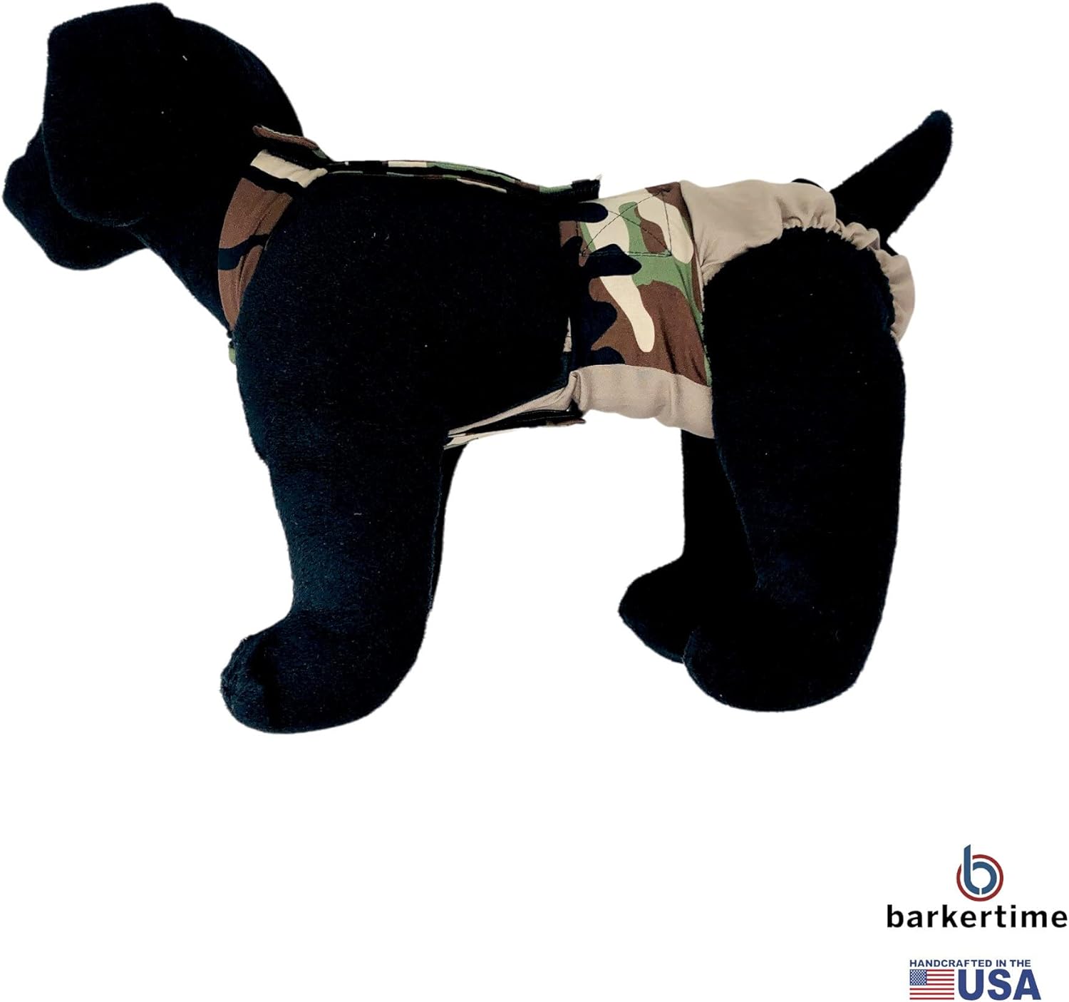 Pañal para perro Camo on Brown, XL, con agujero para la cola, fabricado en Estados Unidos