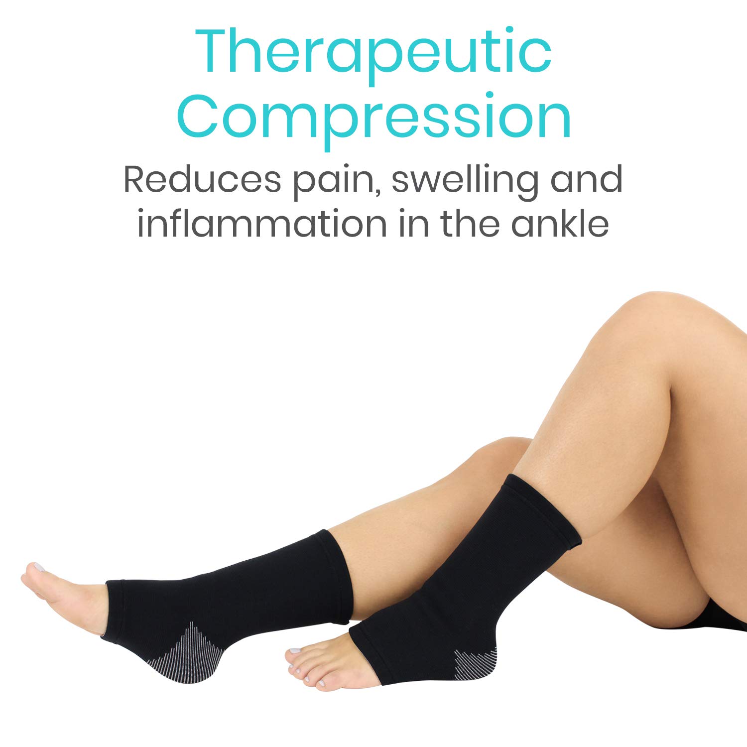 Vive Calcetines de compresión de tobillo para mujeres y hombres (par)  Manga de tobillo con soporte estabilizador elástico para fascitis plantar,