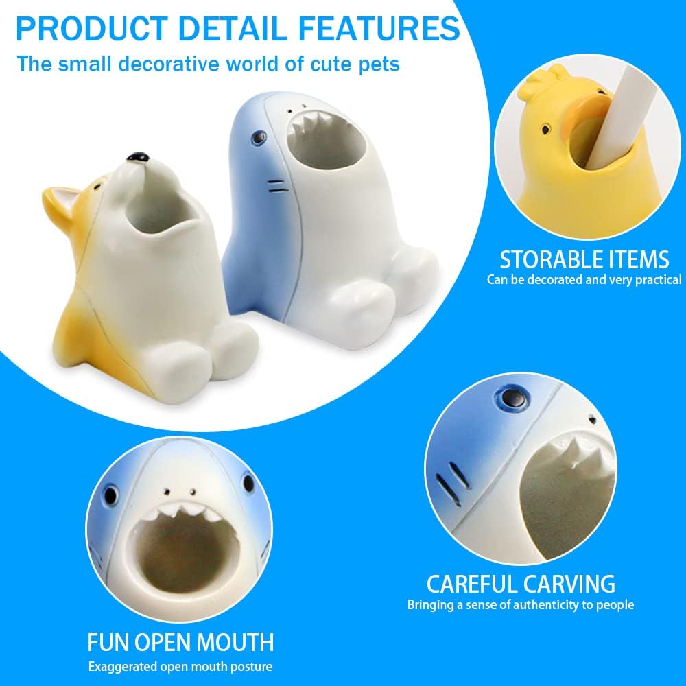 2 mini soportes para cepillos de dientes, divertido soporte para cepillo de dientes de animales de dibujos animados, soporte para bolígrafo único