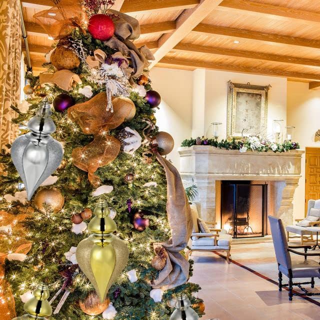 2 adornos de bolas de Navidad grandes de 9 pulgadas, adornos inastillables para decoración de árbol de Navidad, adornos dorados de Navidad, esferas
