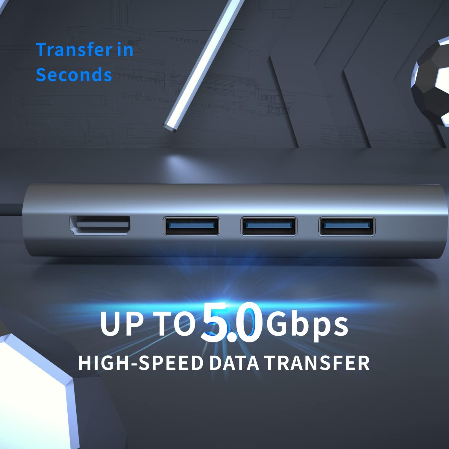 Adaptador multipuerto USB C Hub Ethernet, estación de acoplamiento USB C 8 en 1 4K HDMI, 100 W PD, 3 USB 3.0, 1 Gbps LAN USB C Dongle, lector SDTF