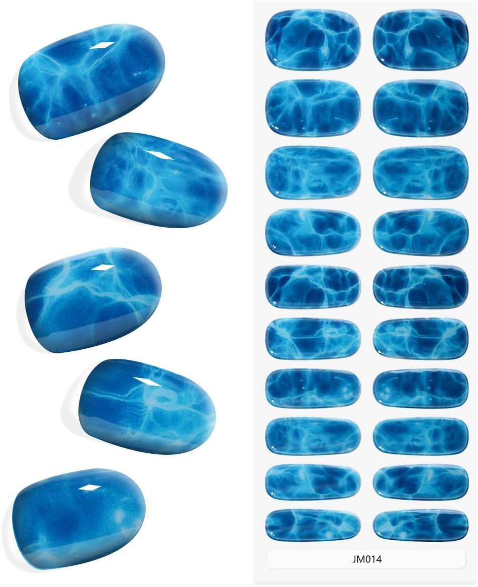 Tiras de uñas de gel semicuradas, 20 unidades, calcomanías de uñas de gel de calidad de salón, tiras de gel semicuradas de larga duración,