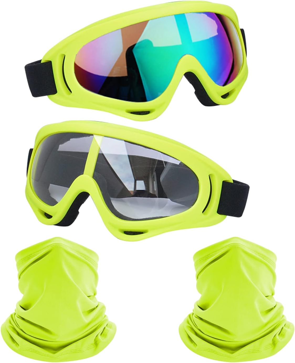 LJDJ Gafas de motocicleta, paquete de 2 unidades, para motocross, ATV, motocross, senderismo, protección con 2 unidades de máscara bandana