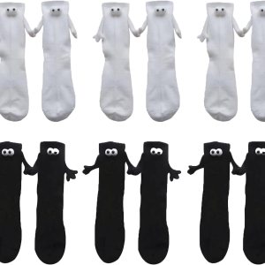 Tiantianka Calcetines para parejas tomados de la mano, calcetines de tubo medio con succión magnética 3D, unisex, divertidos para parejas, Tiantianka Calcetines para parejas tomados de la mano, calcetines de tubo medio con succión magnética 3D, unisex, divertidos para parejas,