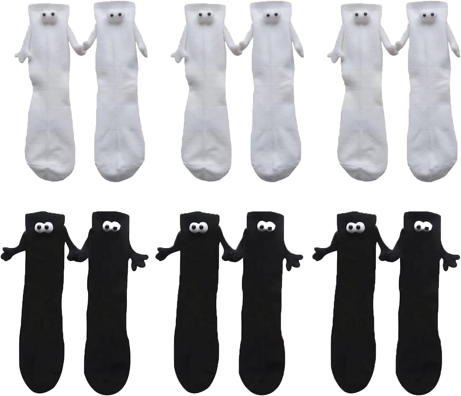 Tiantianka Calcetines para parejas tomados de la mano, calcetines de tubo medio con succión magnética 3D, unisex, divertidos para parejas,