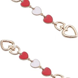LOHGOU Correa de cadena para monedero, con dije de corazón, bolso de mano, cadena corta, extensor de correa de hombro (2 unidades, rojo, blanco, LOHGOU Correa de cadena para monedero, con dije de corazón, bolso de mano, cadena corta, extensor de correa de hombro (2 unidades, rojo, blanco,