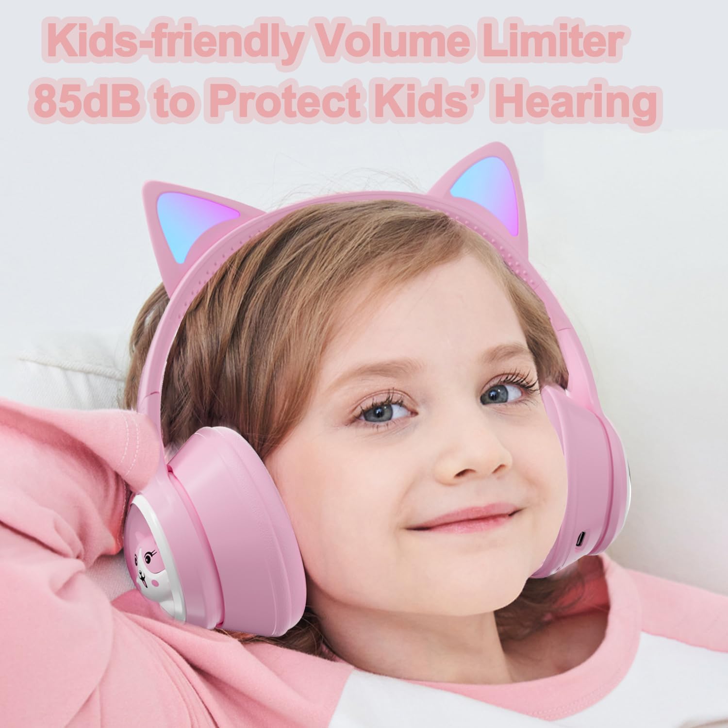 TOKANI Auriculares inalámbricos Bluetooth para niños, adolescentes y adultos, auriculares Bluetooth con micrófono, auriculares de oreja de gato para