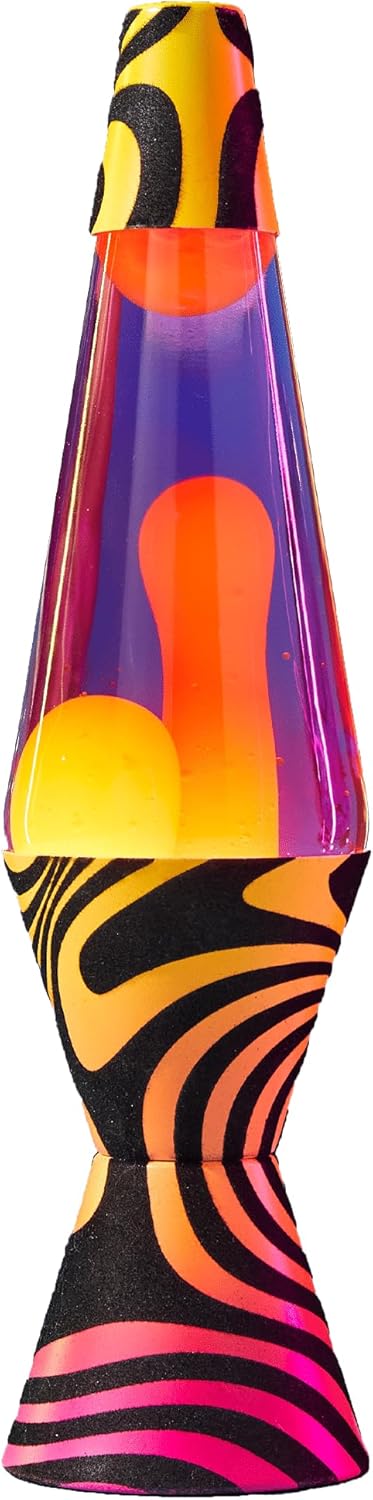 Lava Lámpara – 14.5″ Groovy Gradient Flocado Base – La Luz de Movimiento Original – Cera Amarilla y Líquido Púrpura – Artículo 2015