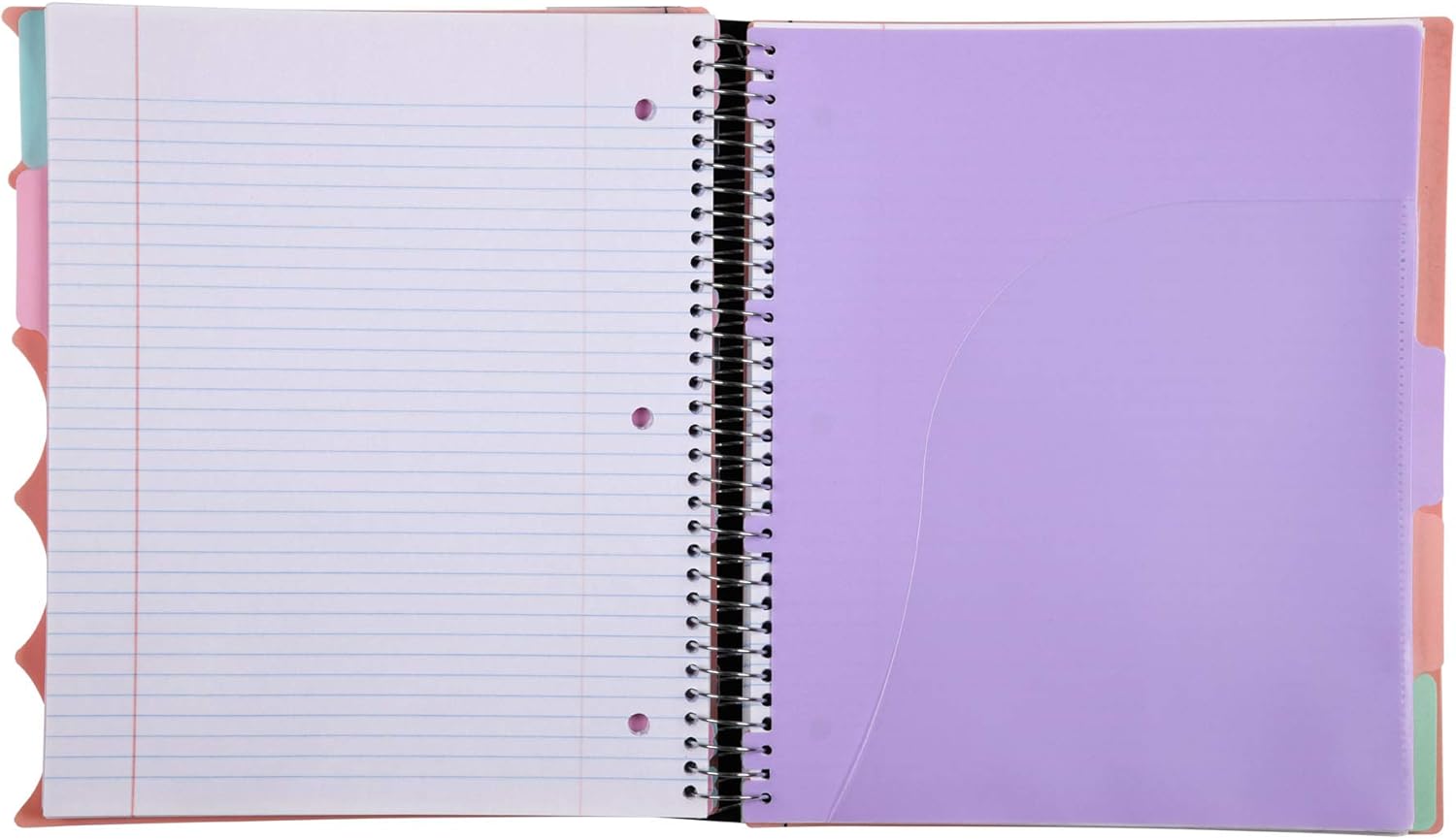 Mintra Office – Libreta espiral de alta calidad durable, espirales cubiertas de tela, sin enganches, a rayas universitarias, divisores de bolsillo